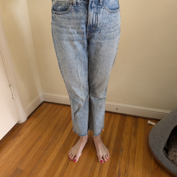 Veronica Beard - High-Waisted Straight-Leg Distressed Jeans - Picture 3 of 5
